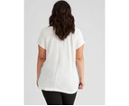 Autograph Knitwear Textured T-Shirt - Womens - Plus Size Curvy - White