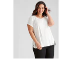 Autograph Knitwear Textured T-Shirt - Womens - Plus Size Curvy - White