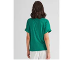 Katies Linen Front Knitwear Back Tie Top - Womens - Emerald