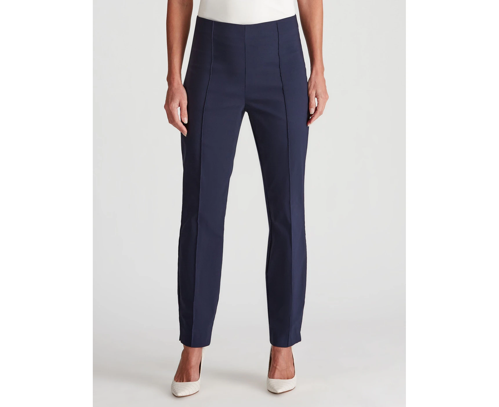 Noni B - Womens Pants - Blue Winter Ankle Length - Slim Leg Bengaline Trousers - Navy Blazer - High Waist - Elastane - Work Clothes - Office Wear