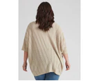 Autograph Knitwear Elbow Sleeve Jumper - Womens - Plus Size Curvy - Natural