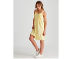 Rockmans Strappy Linen Knee Length Pintuck Dress - Womens - Sunshine