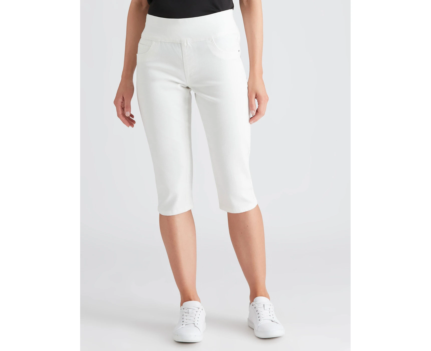 Katies - Womens Jeans - White Capri - Cotton Pants - Ultimate - Casual Fashion - All Season - Elastane - Cropped Trousers - Work Clothes - Office Wear