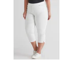 Autograph Pull On Straight Leg Crop Jeans - Womens - Plus Size Curvy - White