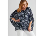 Autograph 					Ss Batwing Top - Womens - Plus Size Curvy - Oriental Toile