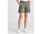 Katies Cotton Blend Casual Shorts - Womens - Khaki