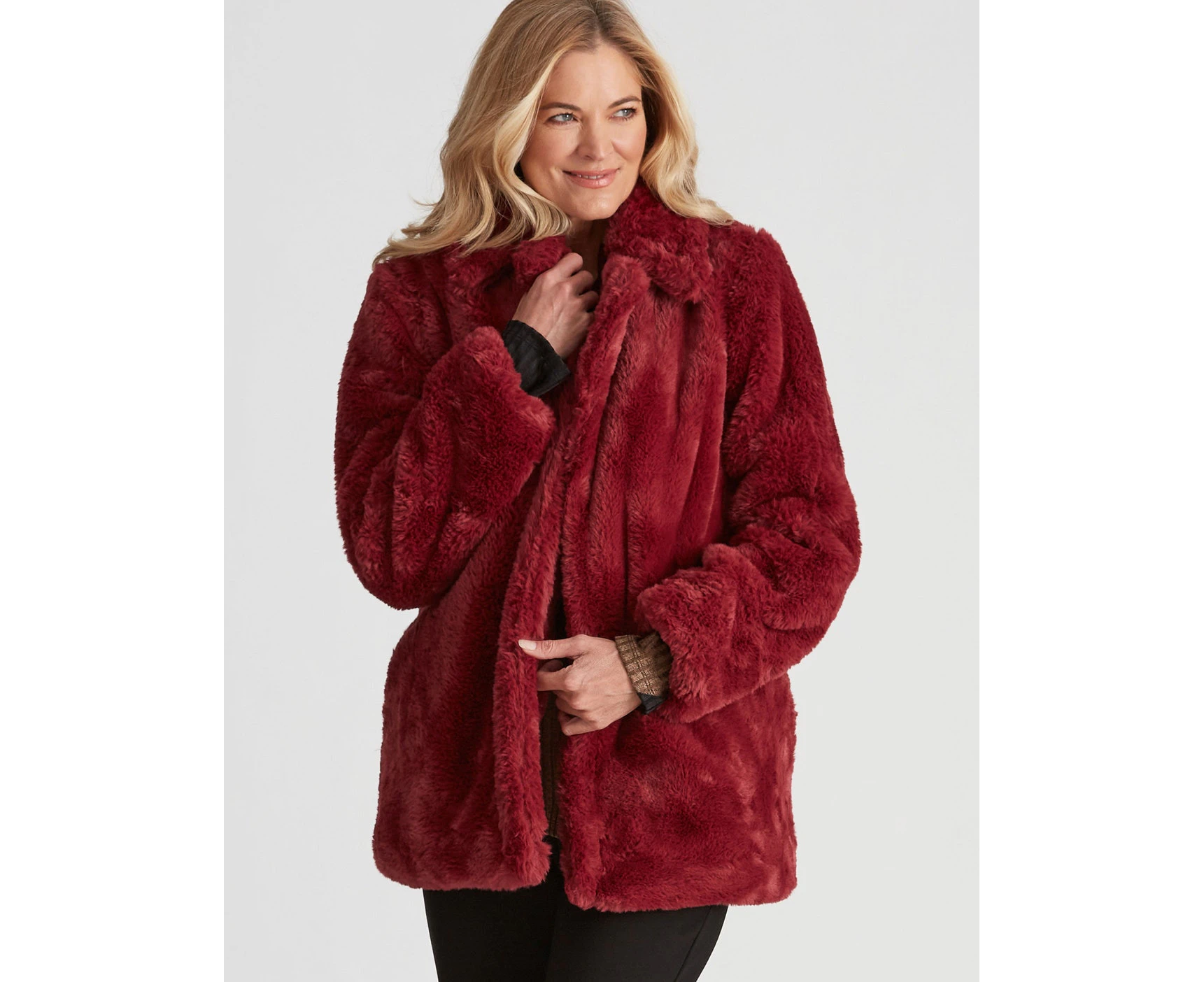 Liz Jordan E2e Faux Fur Short Coat - Womens - Cabernet