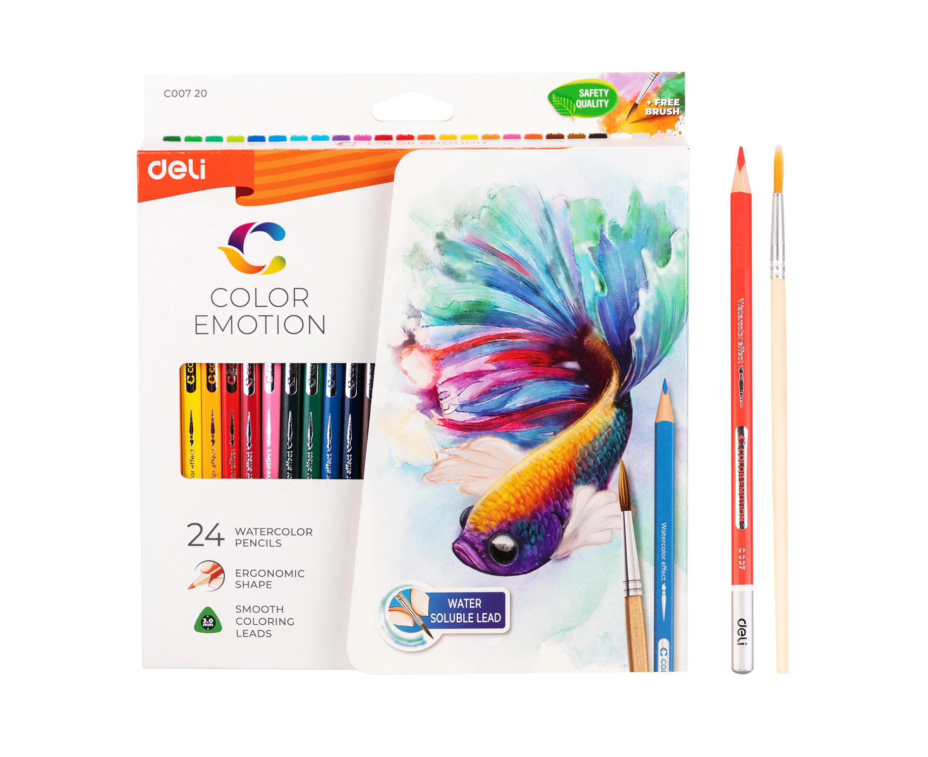 Deli Watercolor Pencil 24 Color Drawing Pen Art Set Children Kids Painting Sketching Water Color Pencils Kit