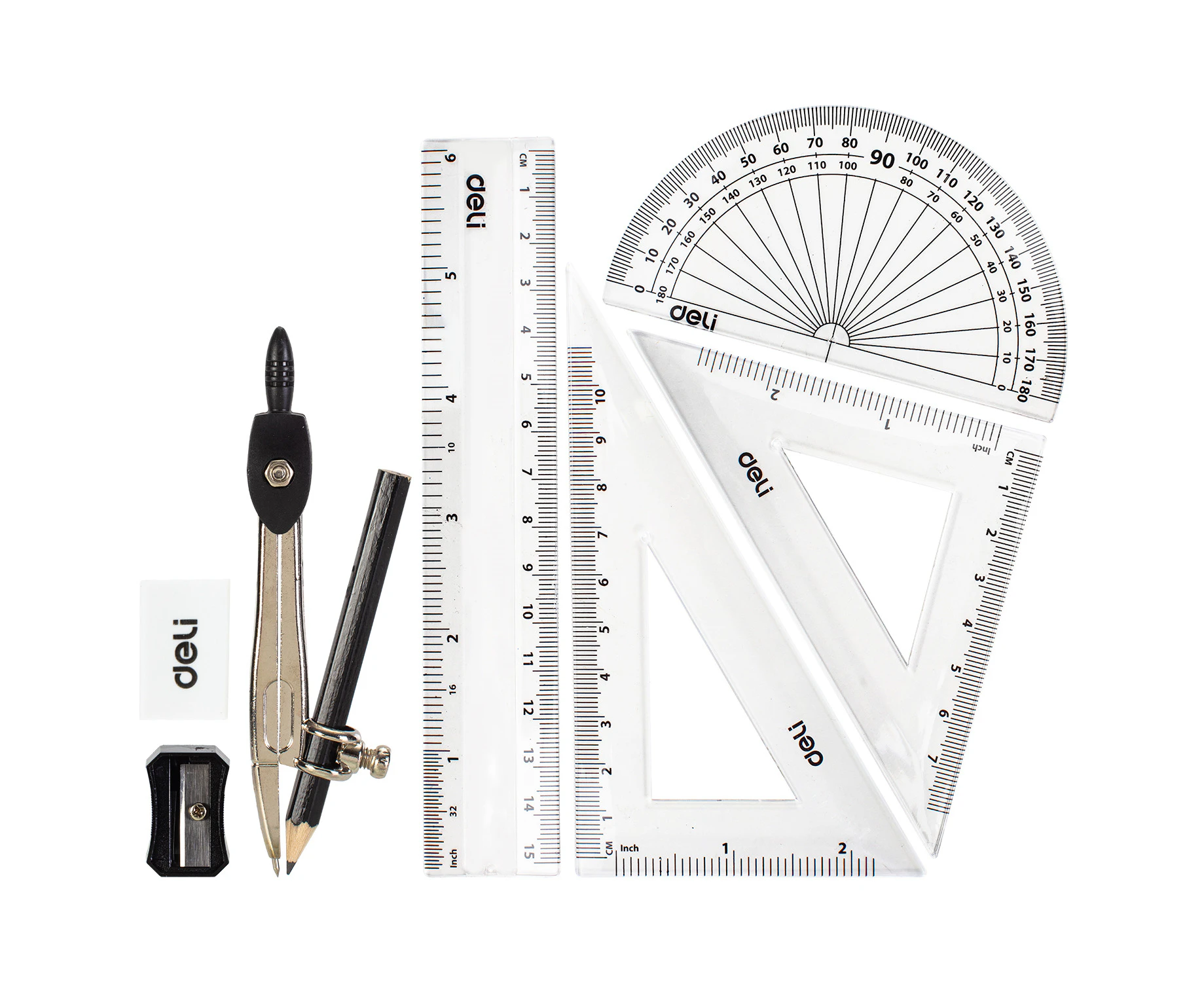 DELI School Drafting Compass 8 PCS Set Math Precision Drafting Drawing School Supplies Stationary