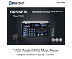 Sonken SA-760 Professional Series Karaoke Mixing Amplifier (1000 Watts - RMS) + USB Vocal/Music Record + Bluetooth