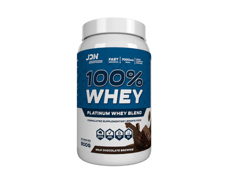 JDN Supplements 100% Whey Protein Powder - 900g - Milk Chocolate Brownie - Milk Chocolate Brownie