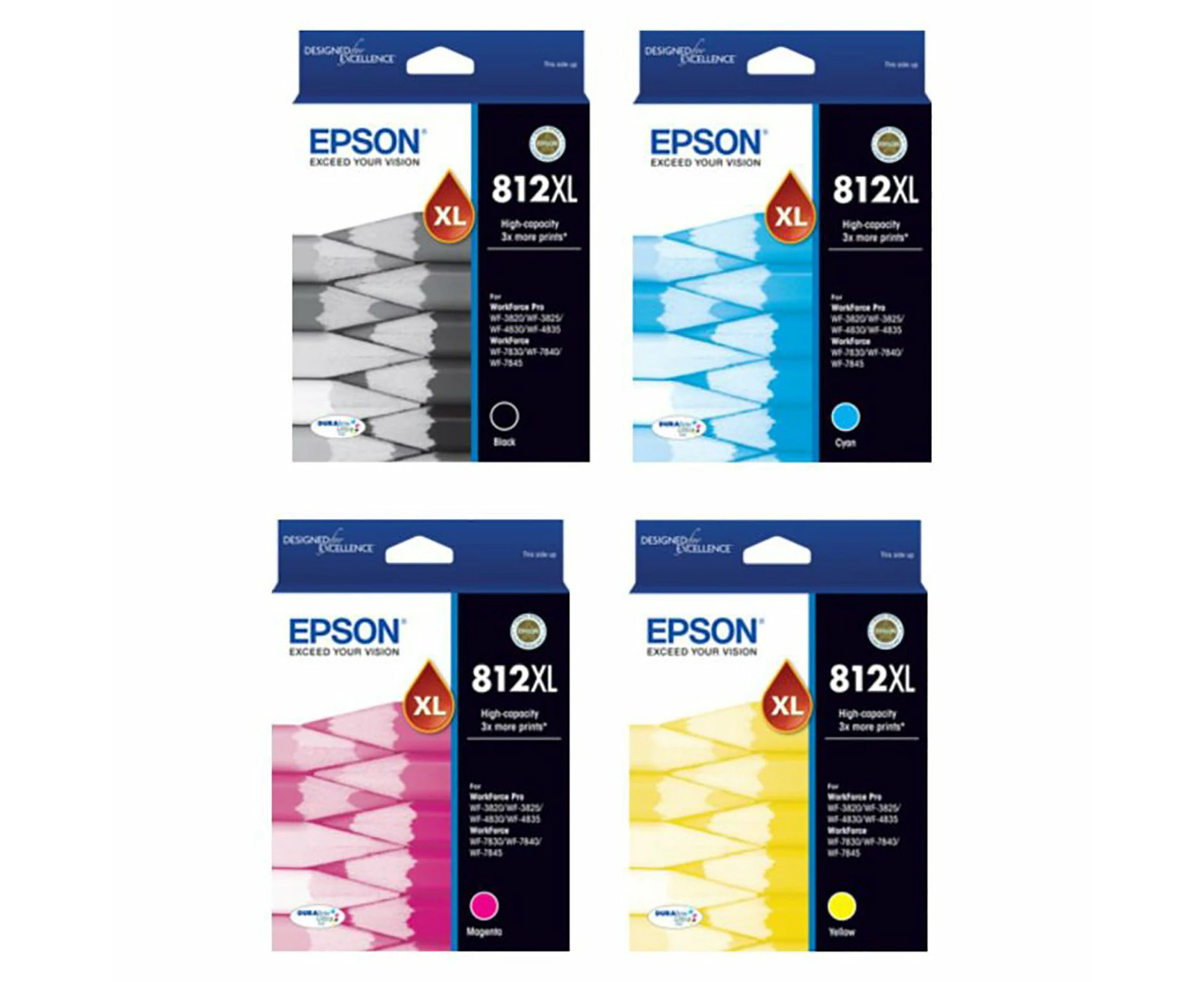 Original Epson 812XL Ink Cartridge Value Pack Black Cyan Magenta Yellow