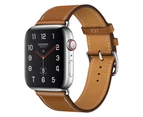 Strapmall Leather Watch Band For iWatch 7/SE/6/5/4/3/2/1 (Brown)