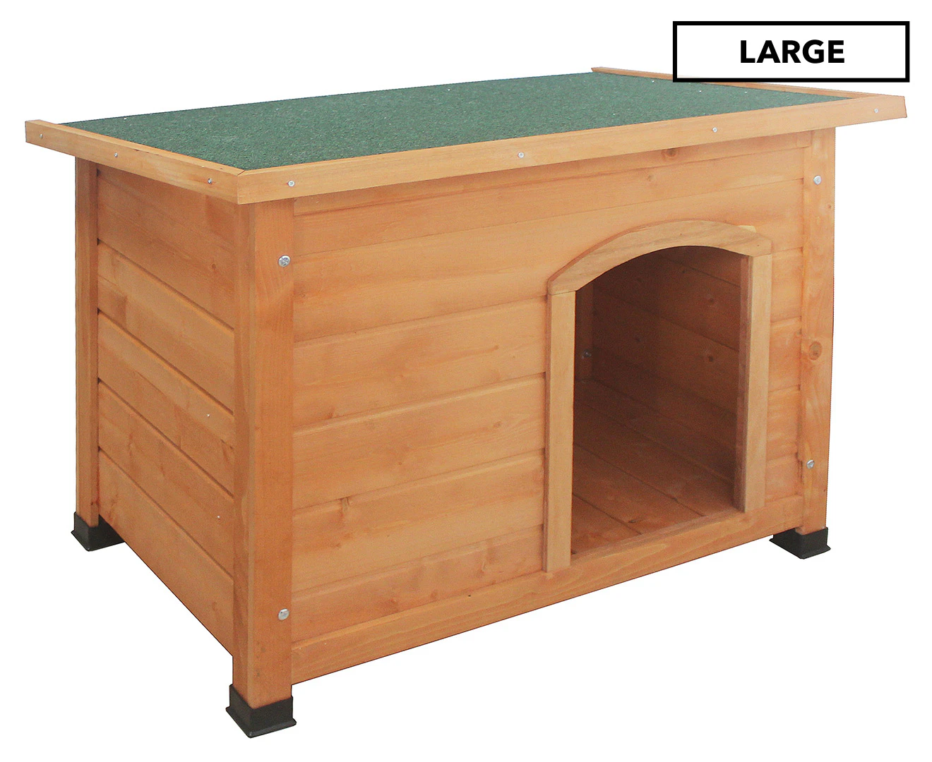 Little Buddies Wooden Flat Roof Dog Kennel - Large