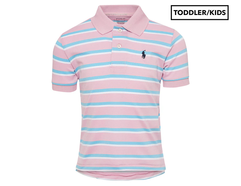 Polo Ralph Lauren Toddler Boys' Striped Performance Lisle Polo Shirt - Carmel Pink/Multi
