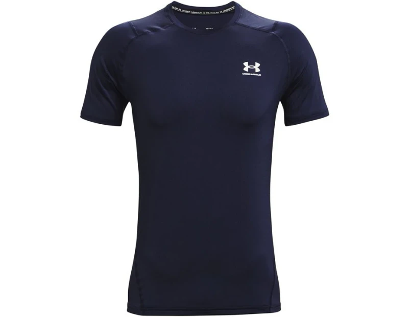 Under Armour Mens HeatGear Fitted Short Sleeve Performance T-Shirt Tee Top - Midnight Navy
