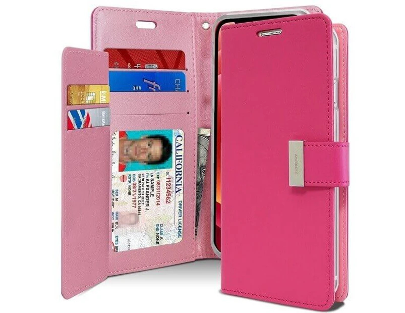 Goospery Apple iPhone 7 Plus / 8 Plus Rich Diary Wallet Flip Case Leather Card Slots Magnetic Cover (Hot Pink) IP7P-RIC-HPNK