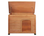Little Buddies Wooden Flat Roof Dog Kennel For Medium Dogs - Natural