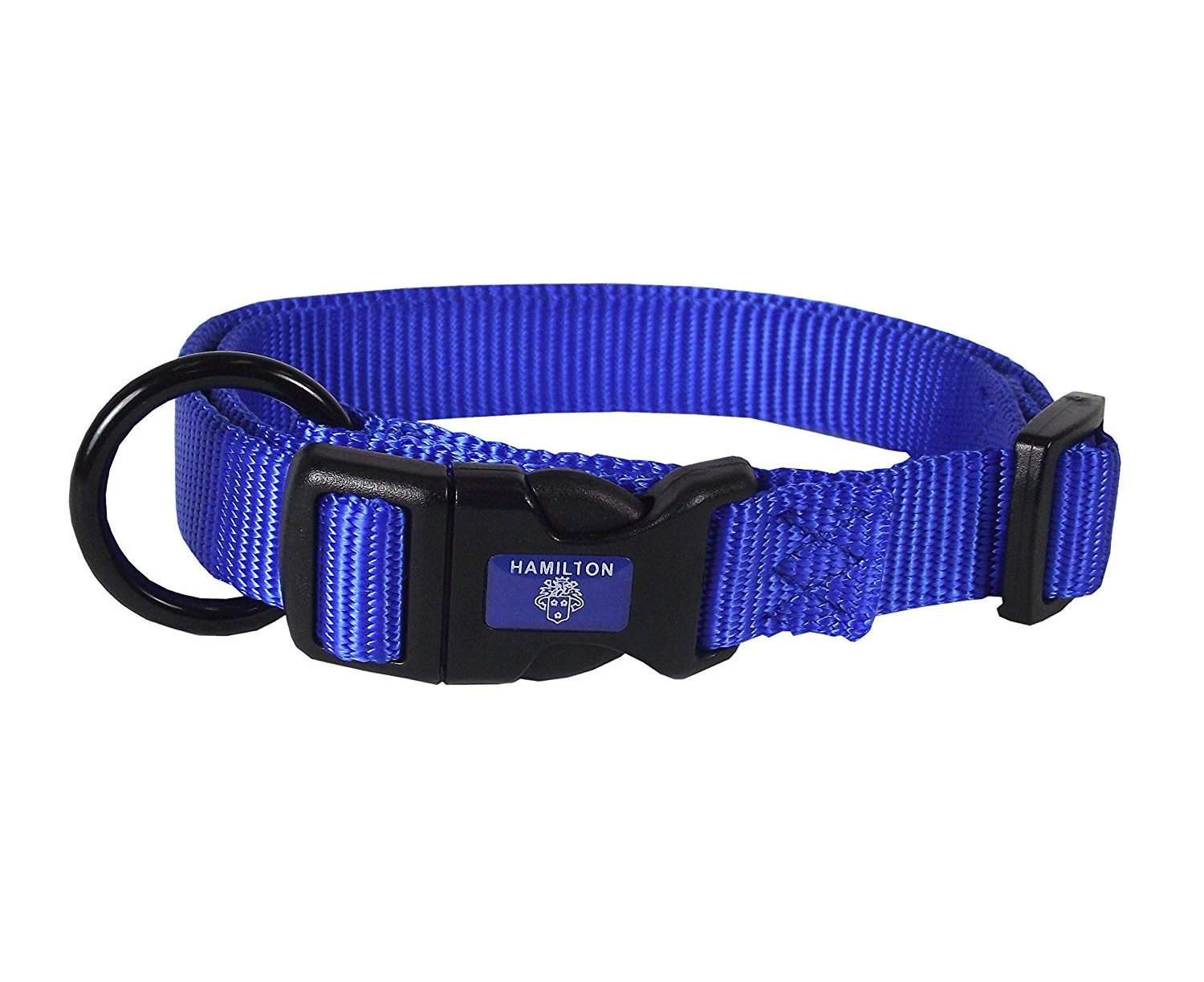 (2.5cm  x 46cm  - 70cm , Blue) - Hamilton Adjustable Nylon Dog Collar - Various Sizes and Colours