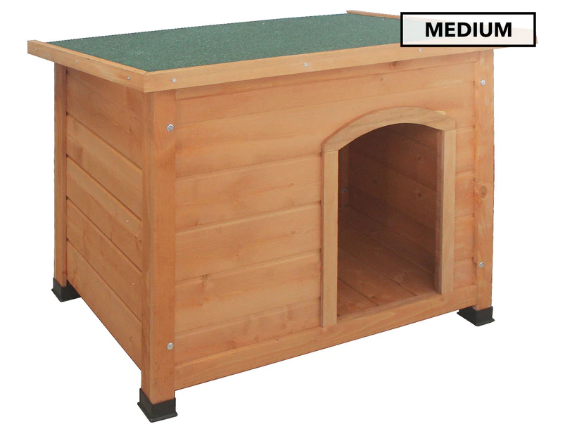 Little Buddies Wooden Dog/Animal Flat Roof Outdoor Weatherproof Kennel - Medium