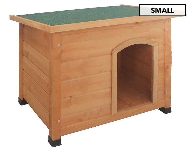 Little Buddies Wooden Flat Roof Dog Kennel For Small Dogs - Natural