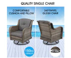 Garden Rocking Chair Swivel Wicker Sofa Patio Set Outdoor Lounge Furniture 3 Pcs