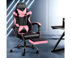 Artiss Office Chair Gaming Chair Computer Chairs Recliner PU Leather Seat Armrest Footrest Black Pink