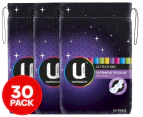 3 x U By Kotex Ultrathins Overnight Pads w/ Wings 10pk