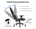 Costway Gaming Office Chair Ergonomic Executive Computer Chair Racing Desk Chair w/Retractable Footrest & Massage Lumbar Pillow, Black