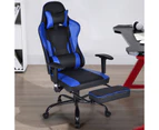 Costway Gaming Office Chair Ergonomic Executive Computer Chair Racing Desk Chair w/Retractable Footrest & Massage Lumbar Pillow, Blue
