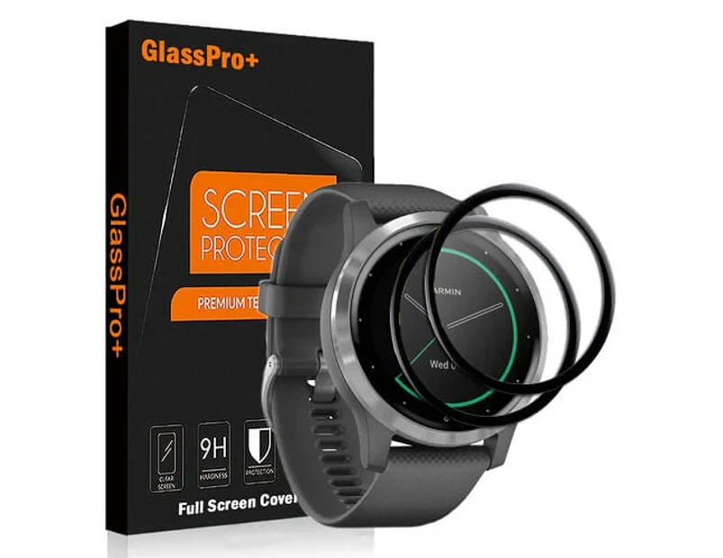 [2 PACK] Garmin Vivoactive 4S Full Cover Tempered Glass Screen Protector Guard (Black)