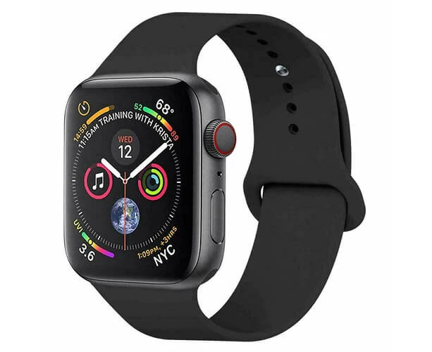 For Apple Watch iWatch Series 1 38mm Silicone wristband Loop Strap wrist Band (Black- Large Size)