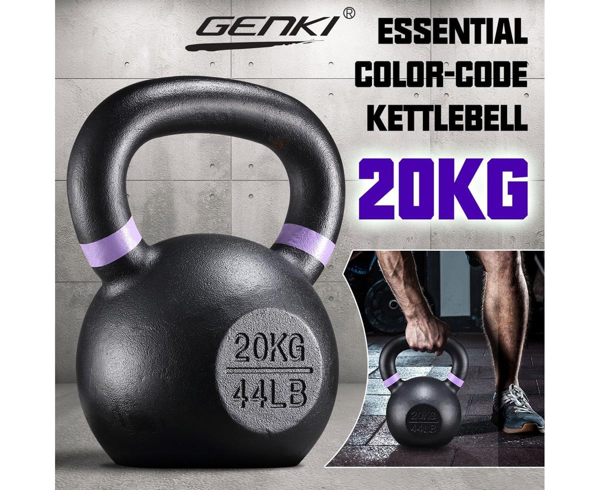 Genki Kettlebell 24kg Cast Iron Weight Exercise Home Gym Workout Kettlebells 