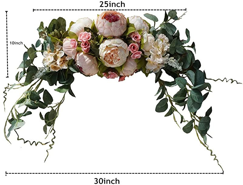 Pink2) - H & S BRIDAL Wedding Arch Flowers, 80cm Rustic Artificial Floral  Swag for Door Lintel, Green Leaves Rose Peony Sunflowers Table Centrepieces  Home