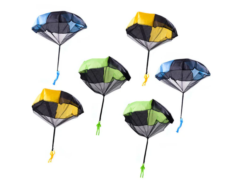 Winmax Parachute Toy 6 Pieces Set Free Throwing Outdoor Childrens Flying Toys-BlueGreenYellow