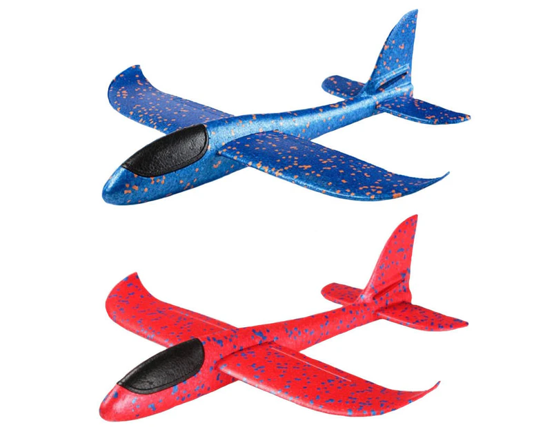 Winmax 2 Pack Airplane Kids Throwing Foam Plane Outdoor Sport Toys Birthday Gifts-BlueRed