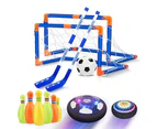 WIUW 3-in-1 Hover Hockey Soccer Ball Bowling Kids Toys Set LED Light Air Soccer Sport Toys