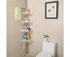 (Large 4 Tier Corner Shelf with Guardrail) - Baoyouni Extra Large 4 Tier Bathroom Bathtub Caddy Constant Tension Corner Shower Rack with Towel Bar - Ivory
