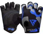 (Large, Blue) - RDX Weight Lifting Gloves Workout Fitness Bodybuilding Gym Breathable Powerlifting Wrist Support Training Exercise