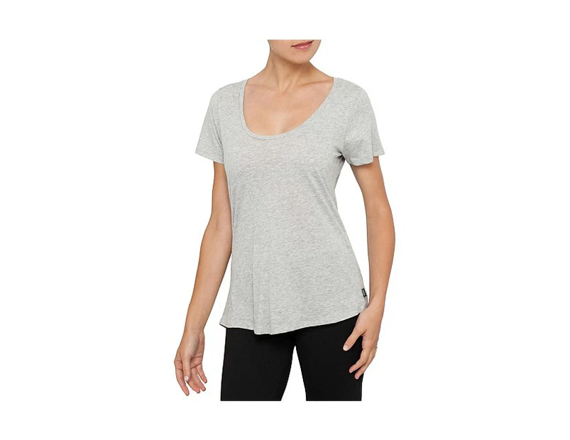 Bonds Womens Scoop Neck Tee T-Shirt Top Cotton Grey Cotton/Polyester - Grey