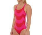 Adidas x Marimekko Women's SH3.RO 3-Stripes One Piece Swimsuit - Magenta/Vivid Red