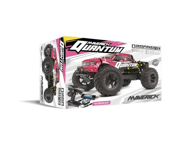 MV150101 Quantum MT 1/10 4WD Brushed Electric Monster Truck (Pink/Yellow)
