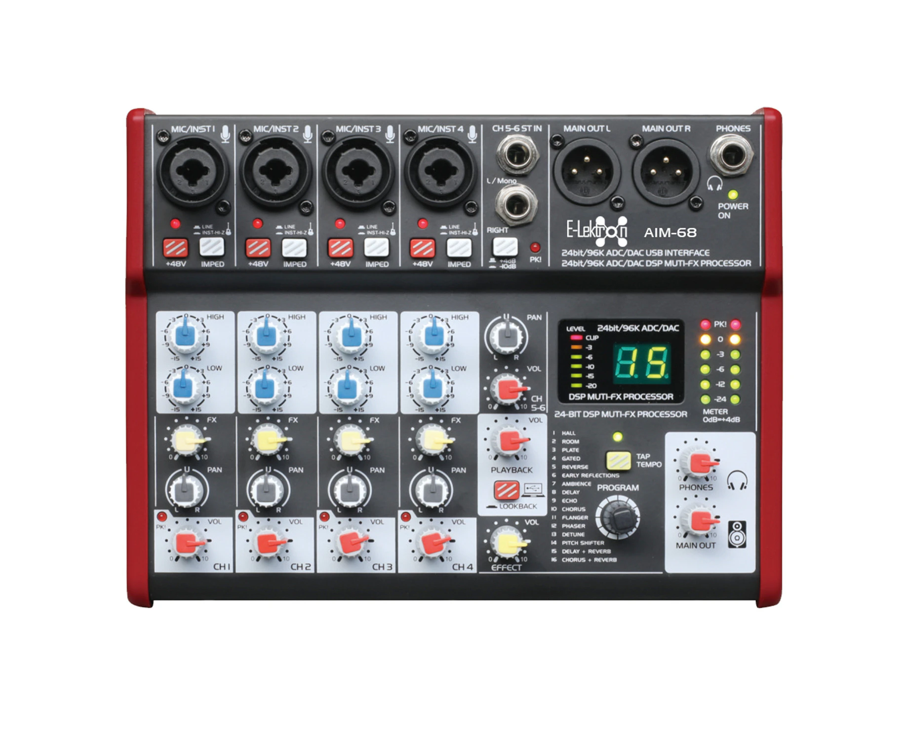 E-lektron AIM-68 U-PAD 6 Channel Analog Mixing Console streaming mixer USB Audio Interface Mic Input