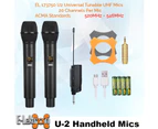 E-Lektron U2 Dynamic UHF 20 Channels Tunable Universal 2 Handheld Wireless Microphone System With Rechargeable Mini Plug Receiver