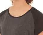 Urban Classics Women's Contrast Raglan Tee / T-Shirt / T Shirt - Charcoal/Black
