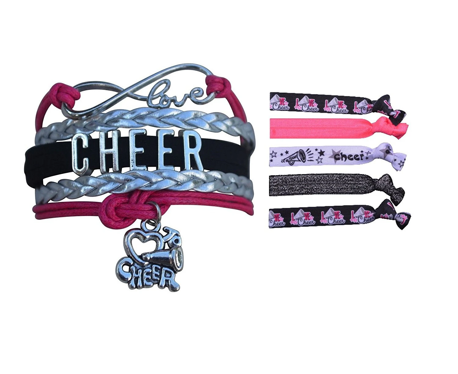 (Hair Set) - Cheer Bracelet- Girls Cheerleading Bracelet- Cheer Jewellery - Perfect Gift For Cheerleader, Cheer Mom or Team