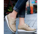 Amoretu Women's Platform Lace-Up Square Toe Oxford Shoes-Apricot