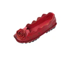 Amoretu Women's Autumn Flat Flower Pattern Shoes-Red