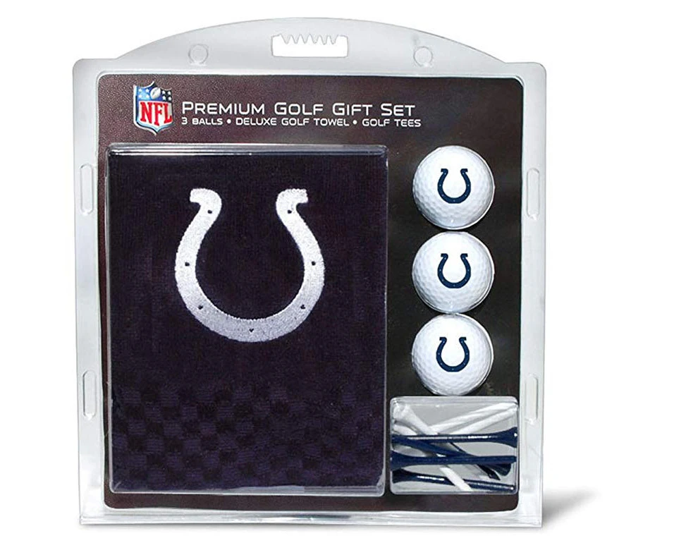 (Indianapolis Colts) - Team Golf NFL Gift Set Embroidered Golf Towel, 3 Golf Balls, and 14 Golf Tees 5.1cm - 1.9cm Regulation, Tri-Fold Towel 41cm x 60cm &