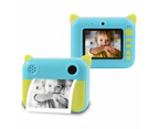 1080P Usb Rechargeable Children Instant Printing Camera - Blue+4 x Roll Print Paper wiith 32G Card